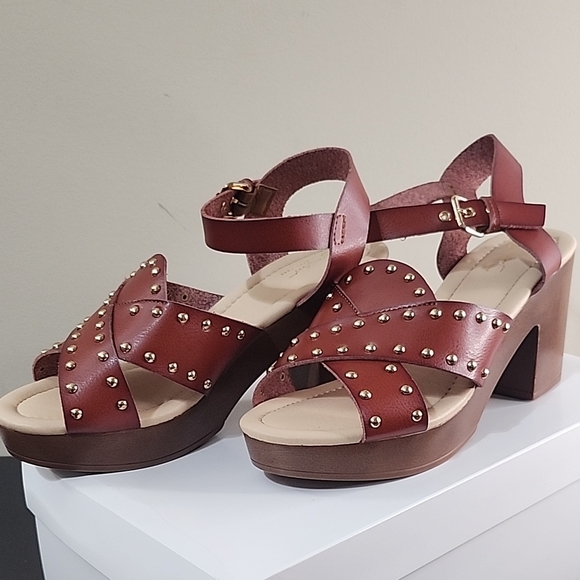 Cato Brown Studded Sandals - Picture 1 of 3